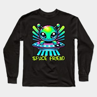 Space Friend Neon Kawaii Alien Intergalactic UFO Long Sleeve T-Shirt